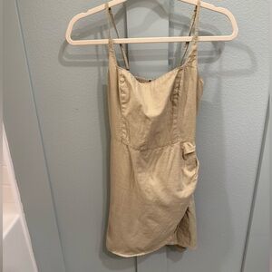 Abercrombie sage Linen-Blend Strap Mini Dress